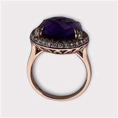 Luvente Lady's Amethyst & Diamond Gemstone Rose Gold Ring MSRP $2580